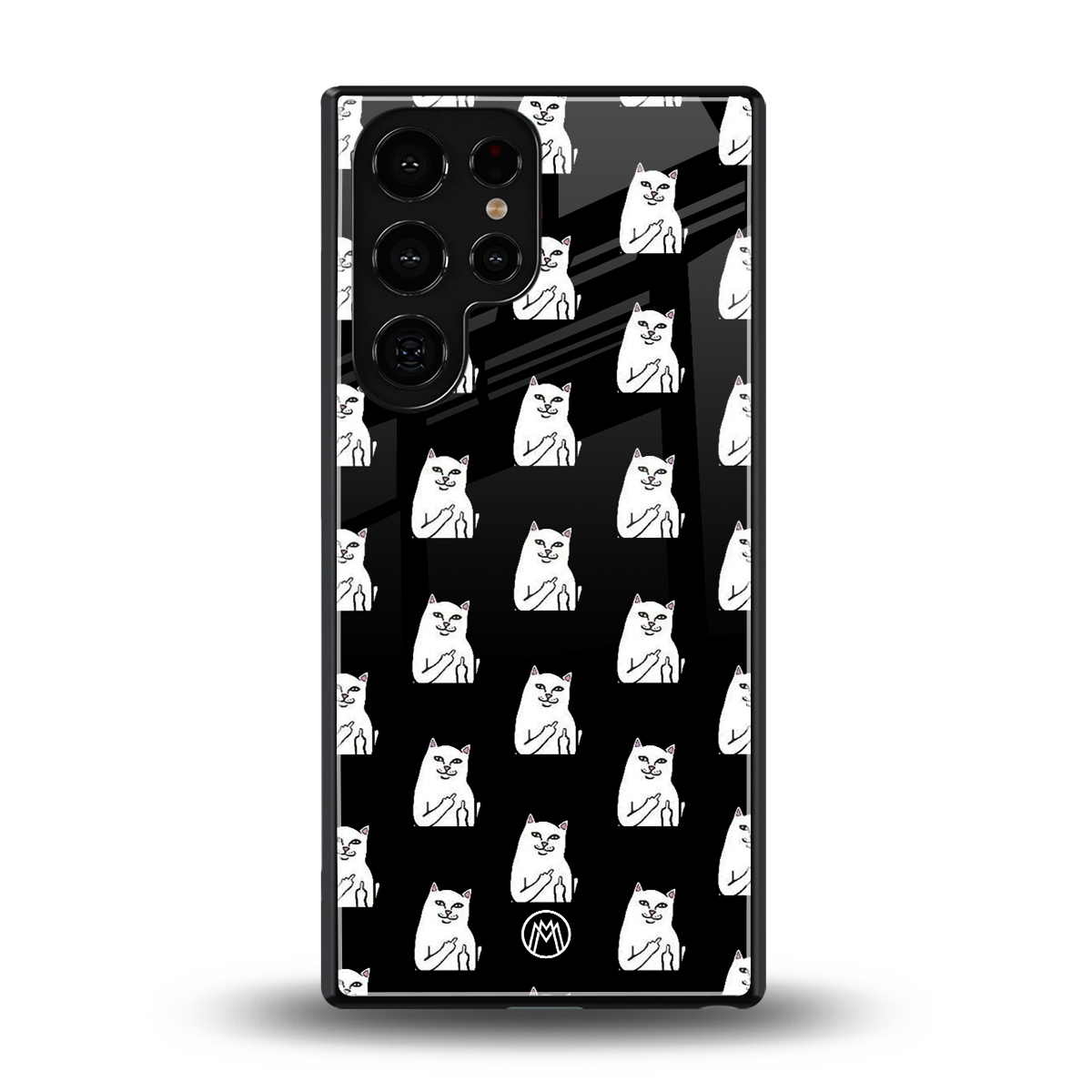 middle finger cat meme back phone cover | glass case for samsung galaxy s25 ultra