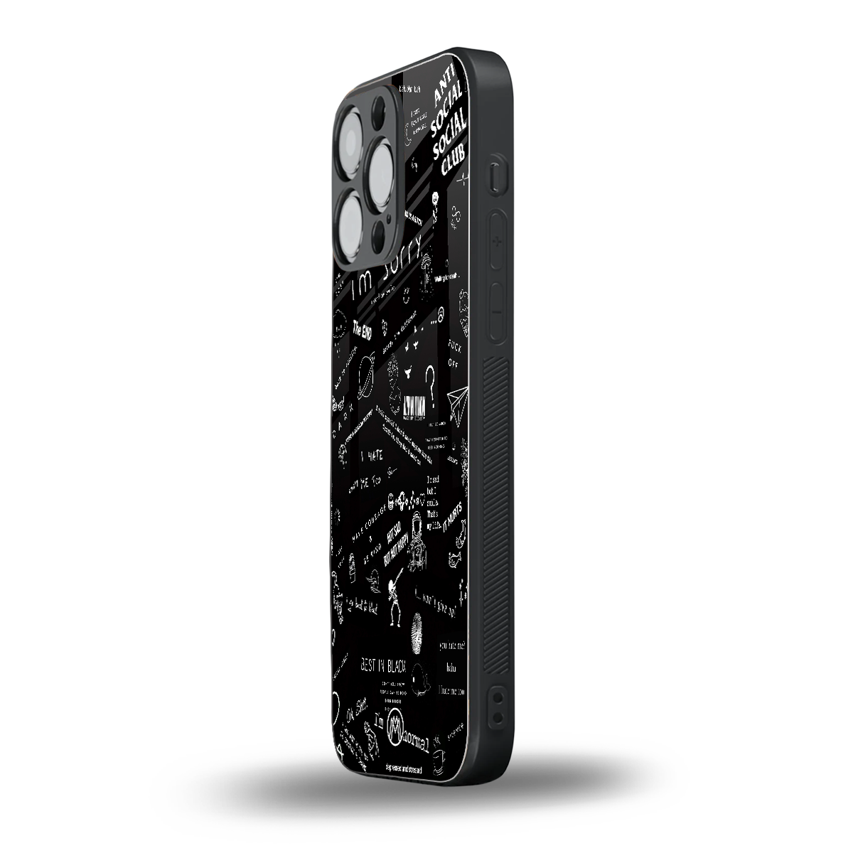 minimalistic black aesthetic collage back phone cover | glass case for iphone 13 pro max