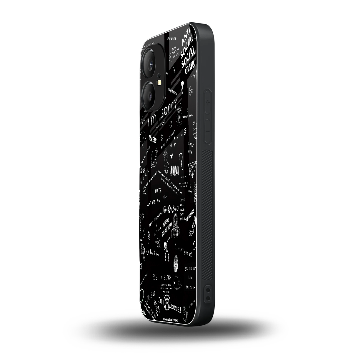 minimalistic black aesthetic collage back phone cover | glass case for nothing phone 1
