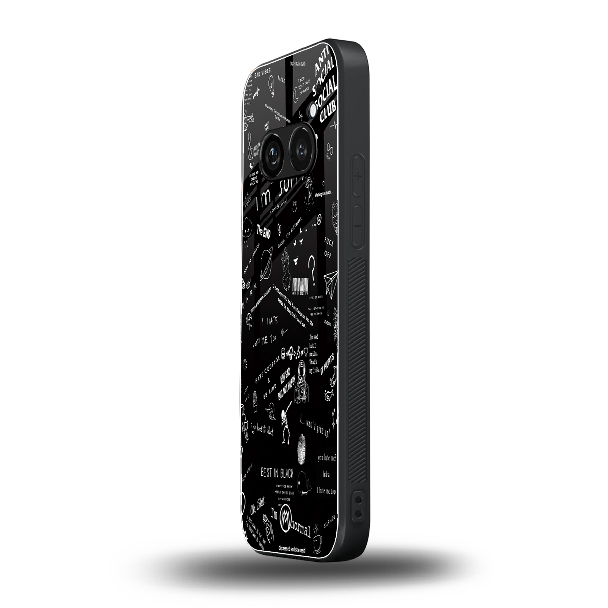 minimalistic black aesthetic collage back phone cover | glass case for nothing phone 2a