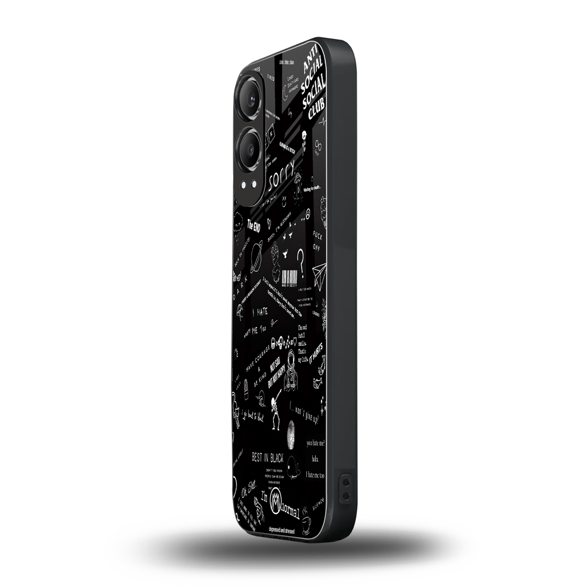 minimalistic black aesthetic collage back phone cover | glass case for oneplus nord ce 4 lite