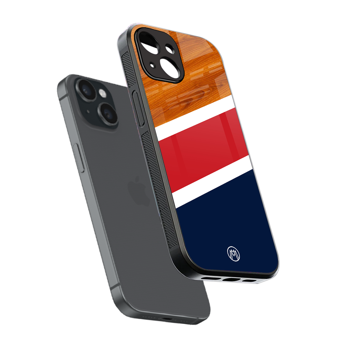 minimalistic wooden pattern back phone cover | glass case for iphone 13 mini
