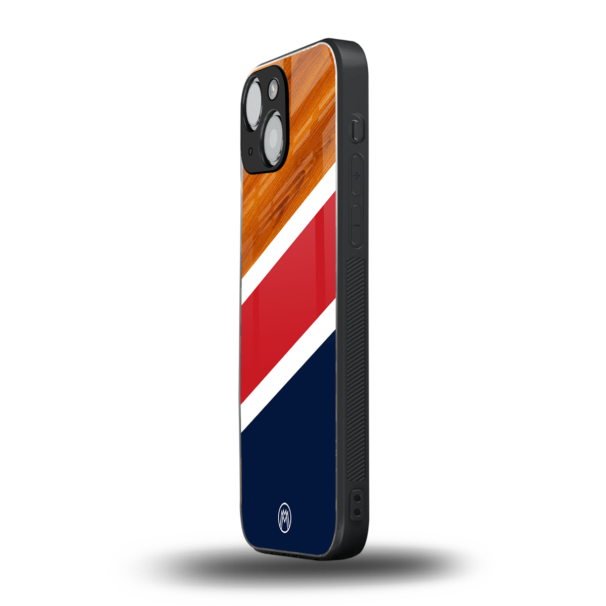minimalistic wooden pattern back phone cover | glass case for iphone 13 mini