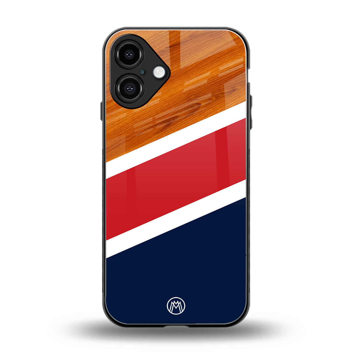 minimalistic wooden pattern back phone cover | glass case for iphone 16 plus