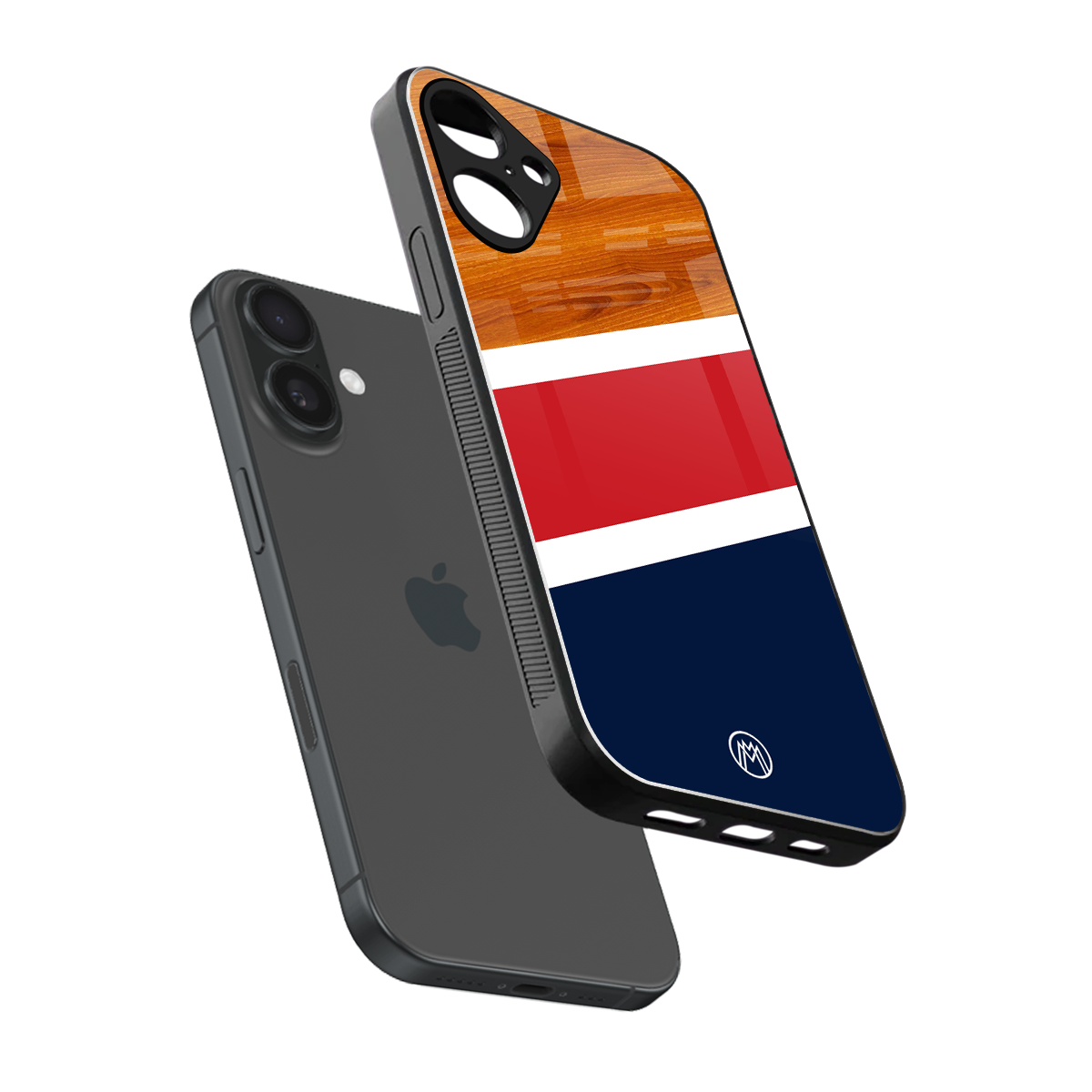 minimalistic wooden pattern back phone cover | glass case for iphone 16 plus