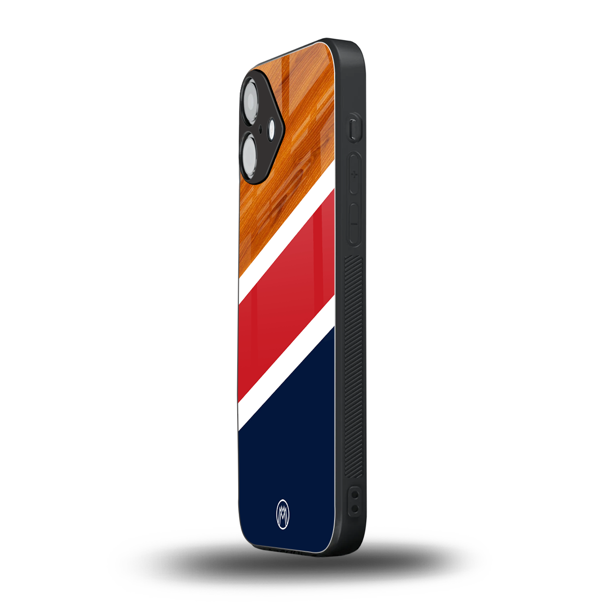 minimalistic wooden pattern back phone cover | glass case for iphone 16 plus