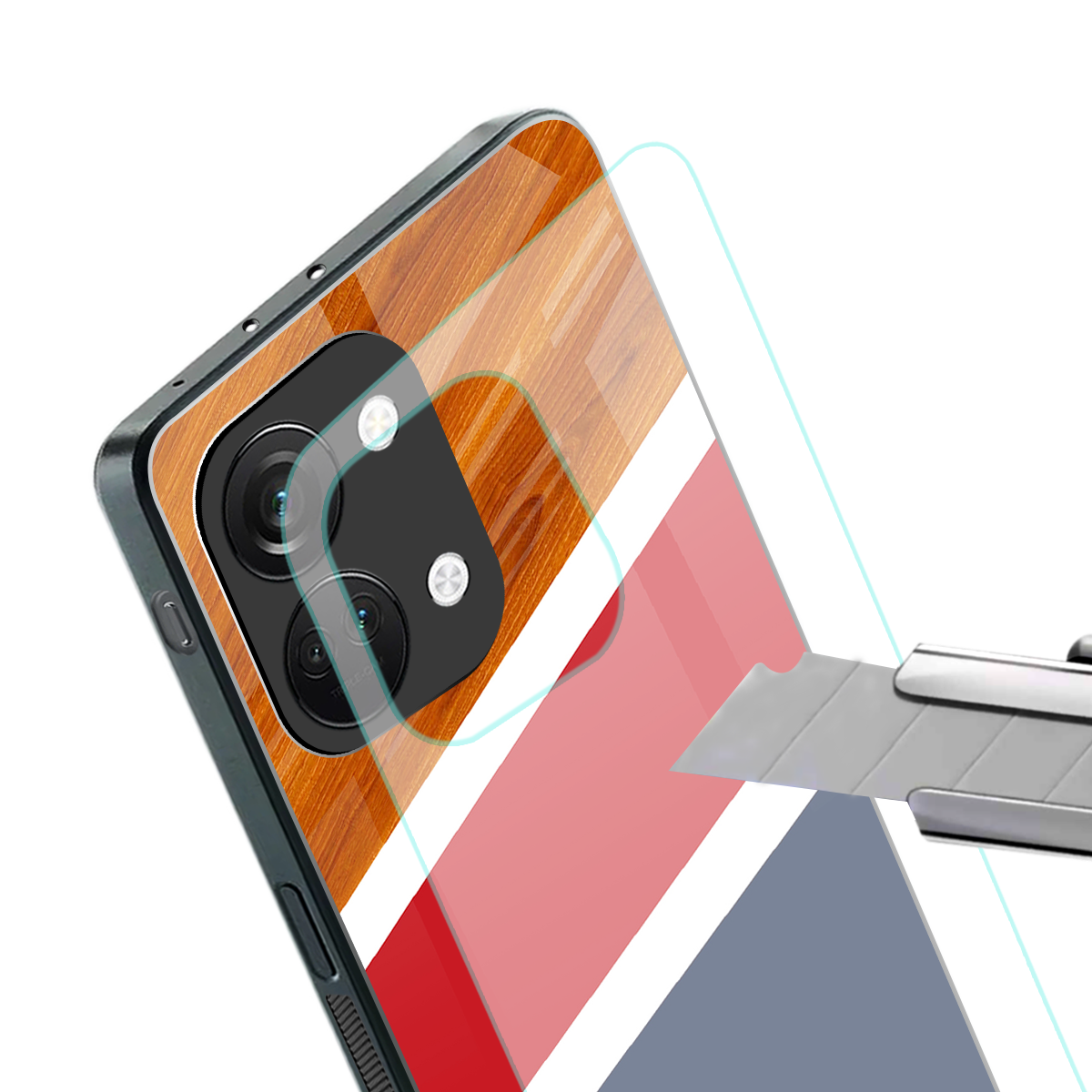 minimalistic wooden pattern back phone cover | glass case for oneplus nord 3