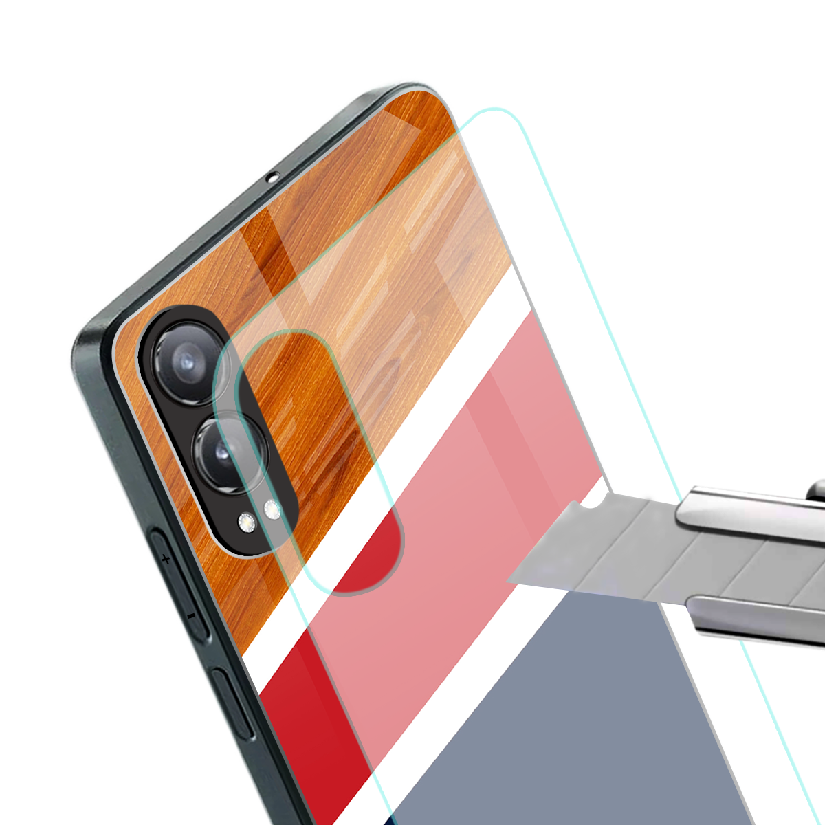 minimalistic wooden pattern back phone cover | glass case for oneplus nord ce 4 lite