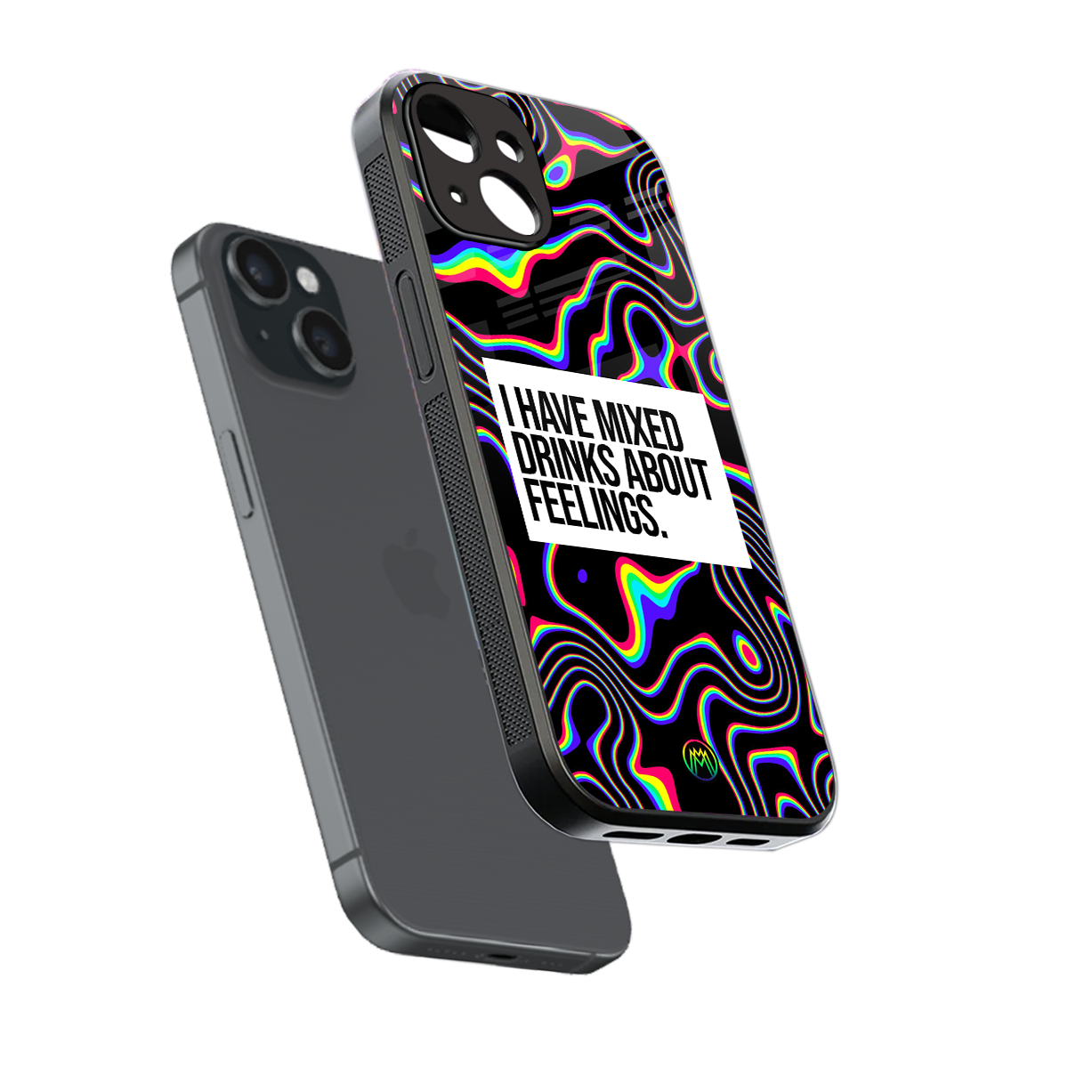 mixed emotions back phone cover | glass case for iphone 13 mini