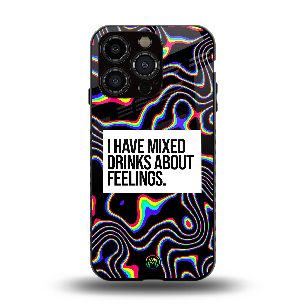 mixed emotions back phone cover | glass case for iphone 14 pro