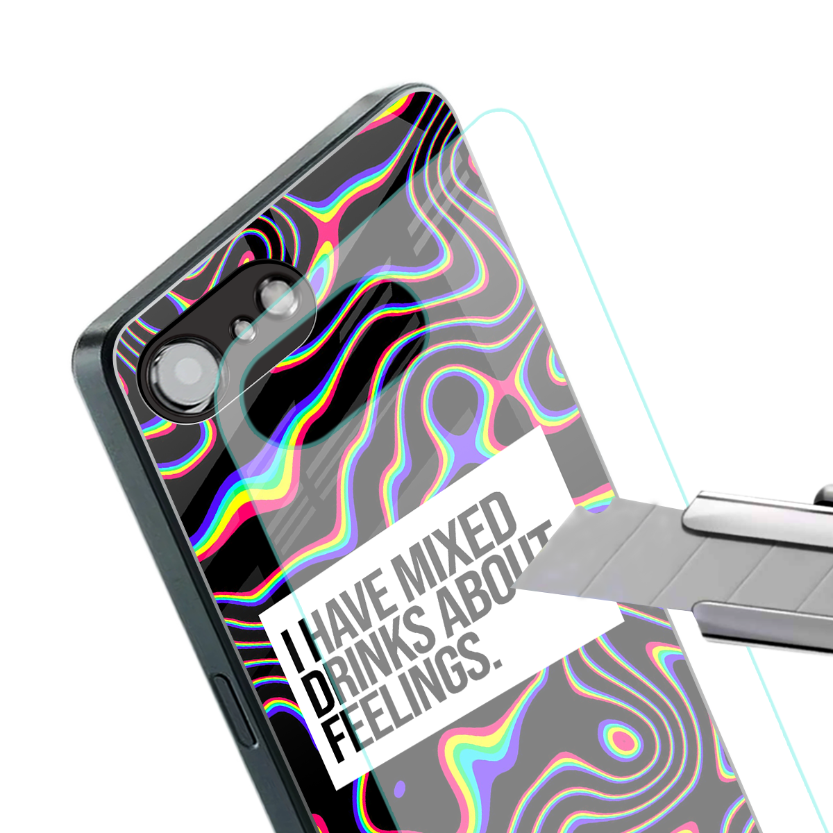 mixed emotions back phone cover | glass case for iphone 16e