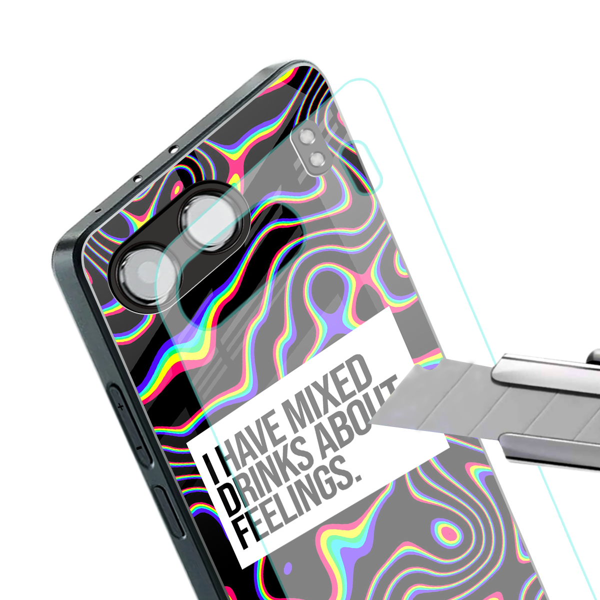 mixed emotions back phone cover | glass case for oneplus nord 4