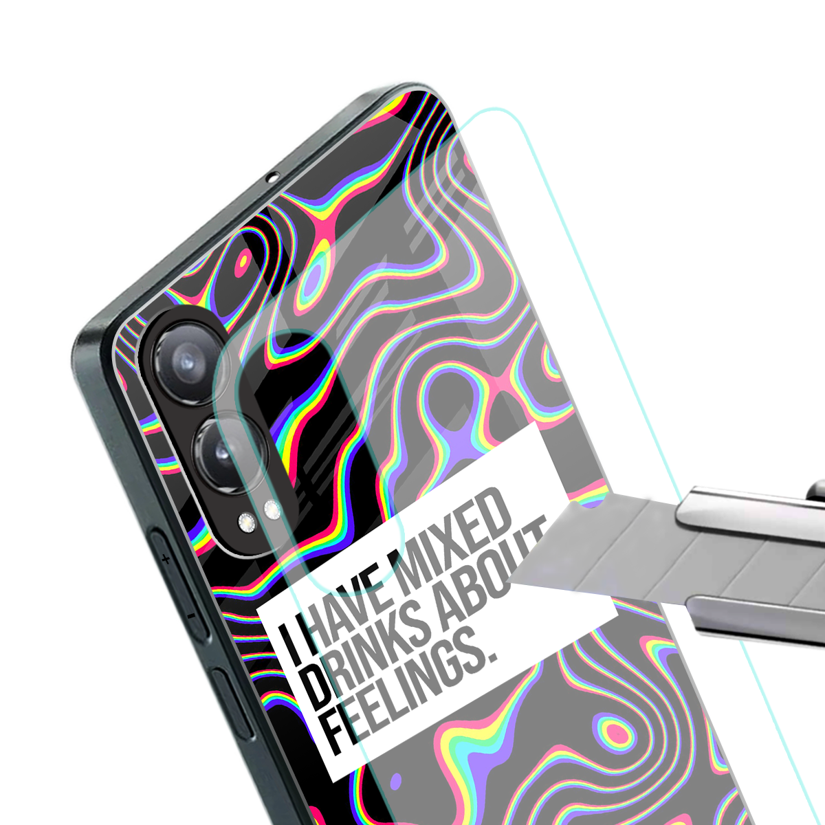 mixed emotions back phone cover | glass case for oneplus nord ce 4 lite