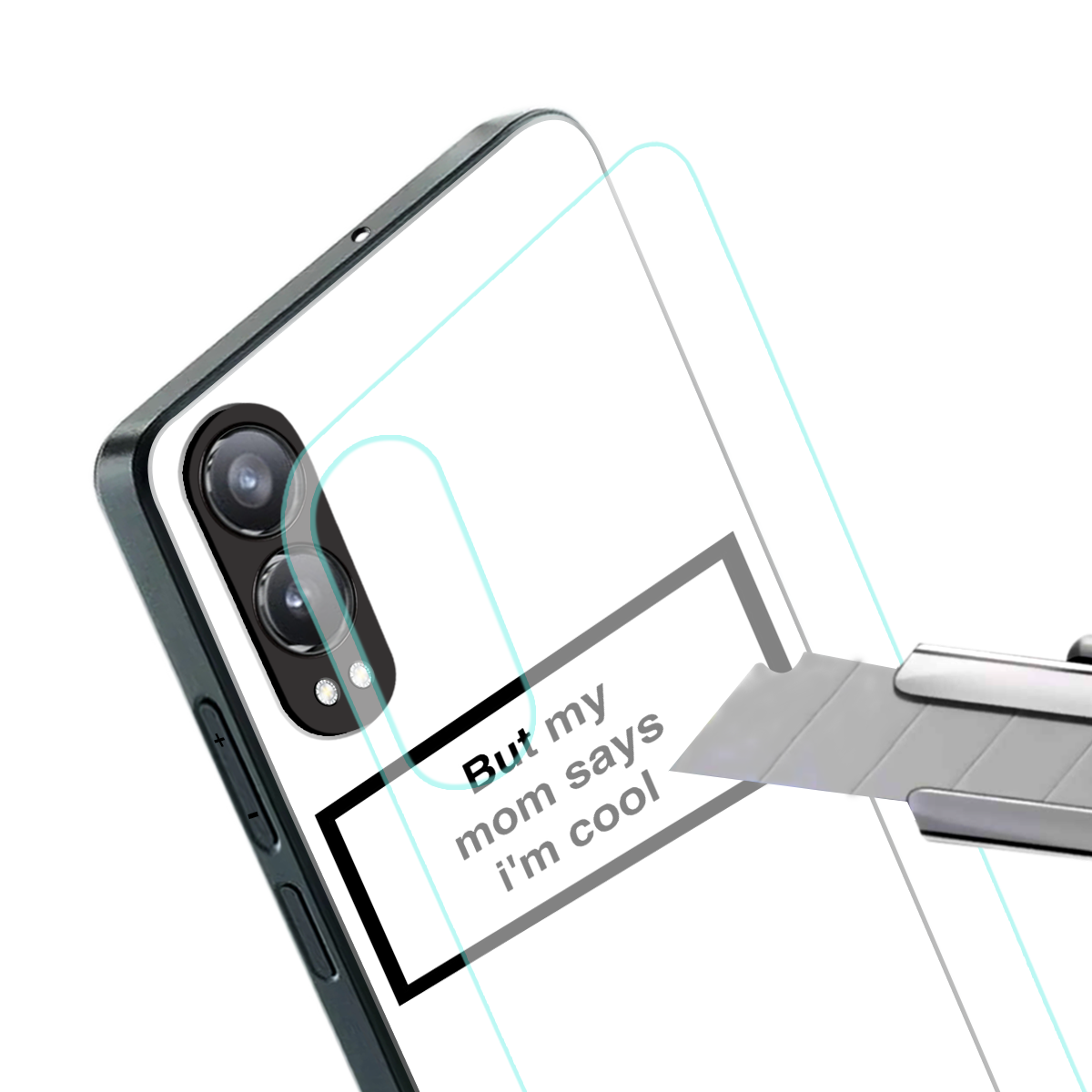 mom says i'm cool white back phone cover | glass case for oneplus nord ce 4 lite