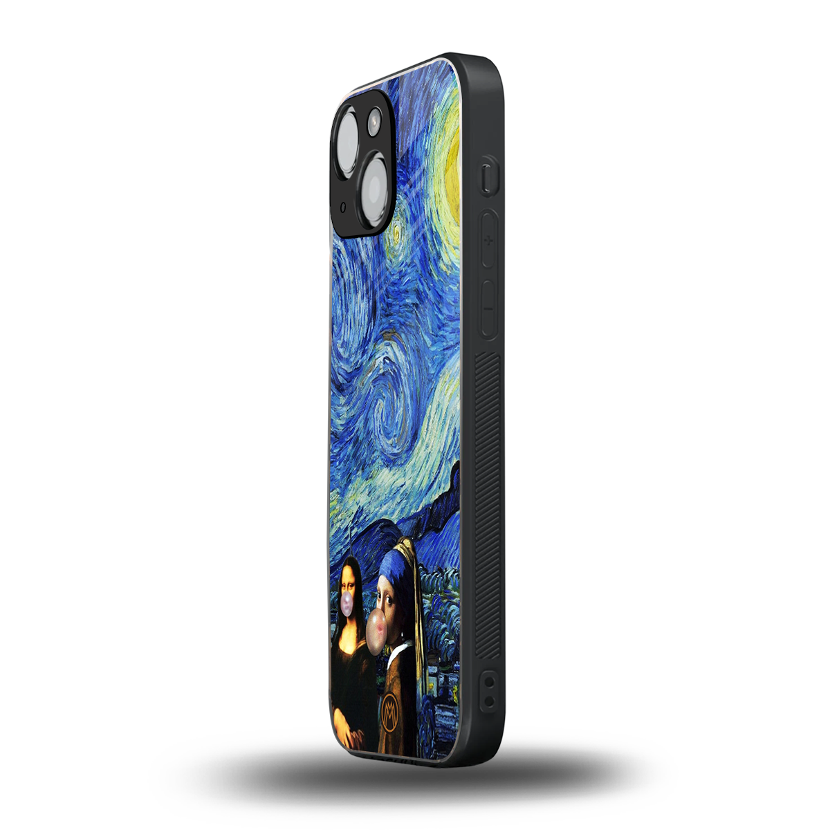 mona lisa starry night back phone cover | glass case for iphone 13 mini