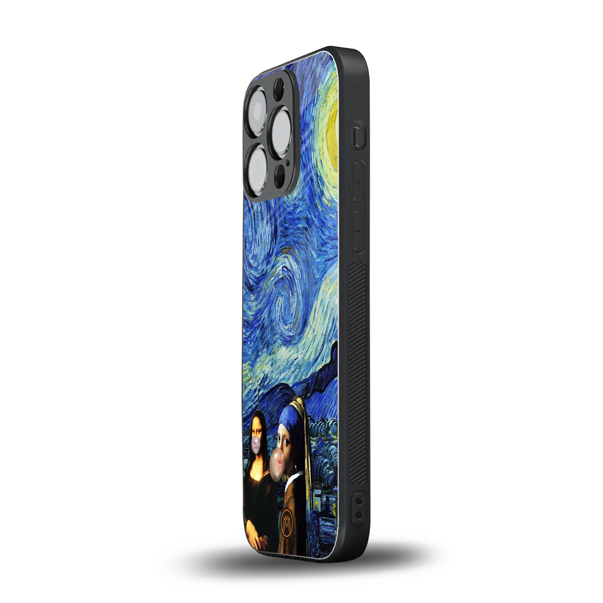 mona lisa starry night back phone cover | glass case for iphone 14 pro