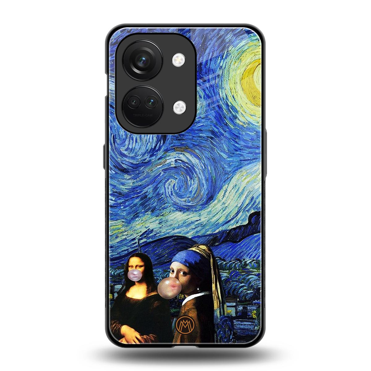 mona lisa starry night back phone cover | glass case for oneplus nord 3