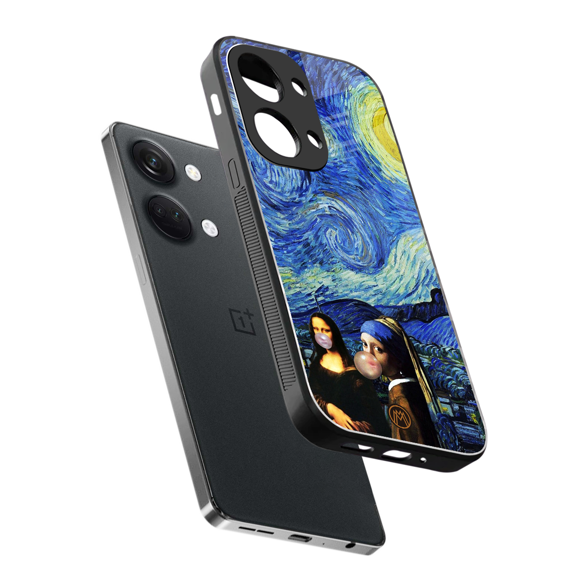 mona lisa starry night back phone cover | glass case for oneplus nord 3