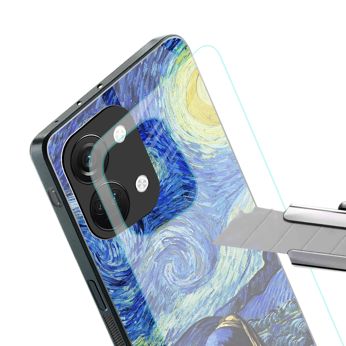mona lisa starry night back phone cover | glass case for oneplus nord 3