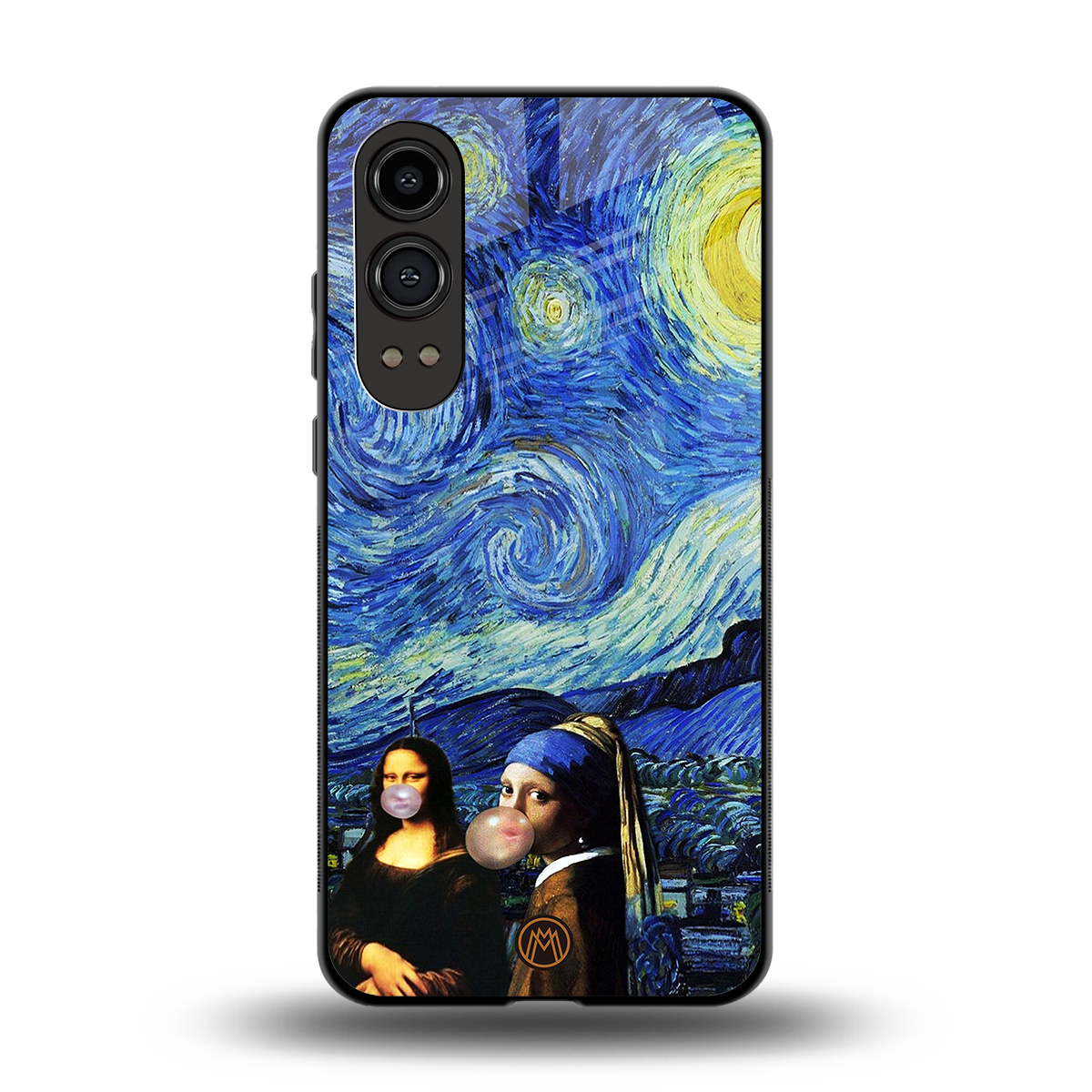 mona lisa starry night back phone cover | glass case for oneplus nord ce 4 lite