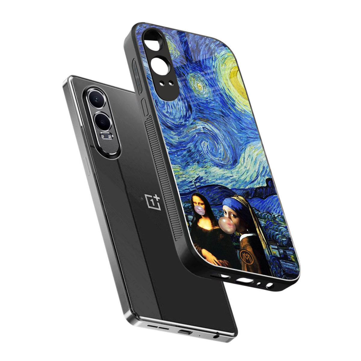mona lisa starry night back phone cover | glass case for oneplus nord ce 4 lite
