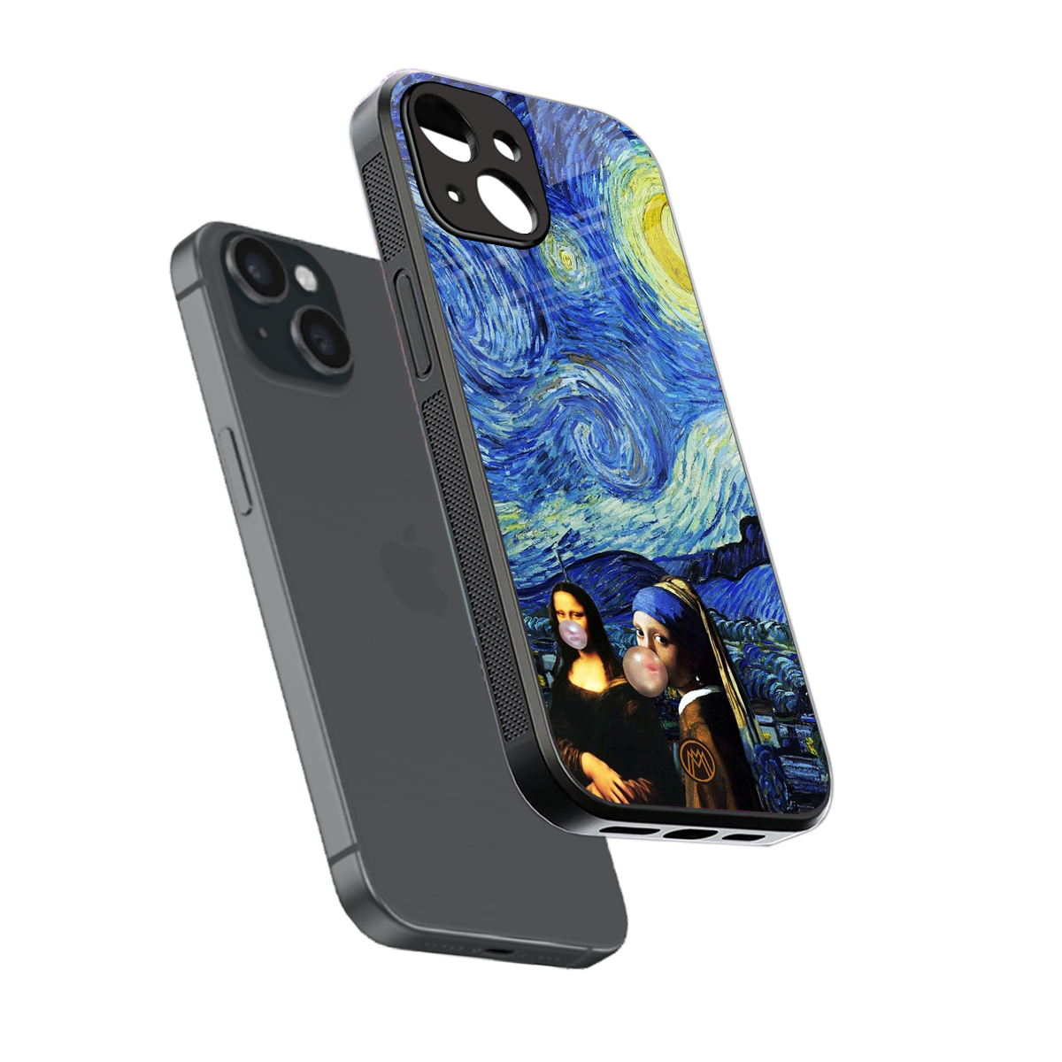 mona lisa starry night back phone cover | glass case for iphone 14
