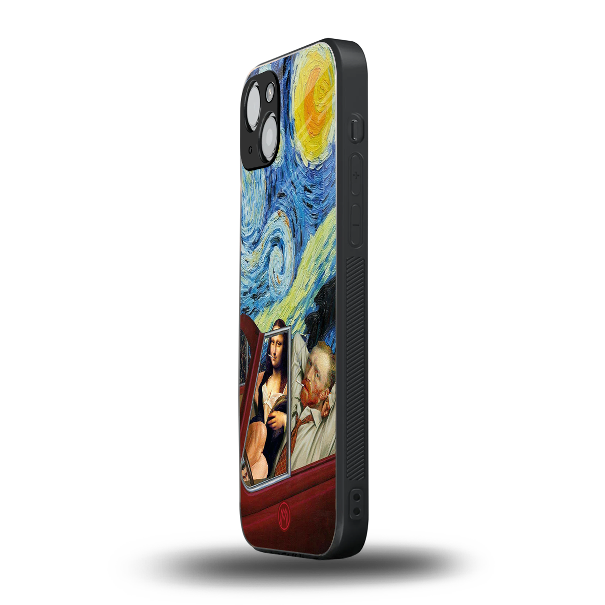 mona lisa x van gogh back phone cover | glass case for iphone 15 plus
