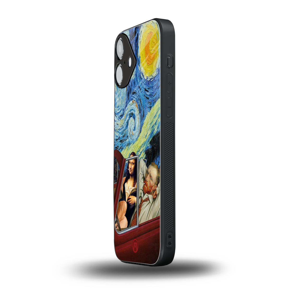 mona lisa x van gogh back phone cover | glass case for iphone 16 plus