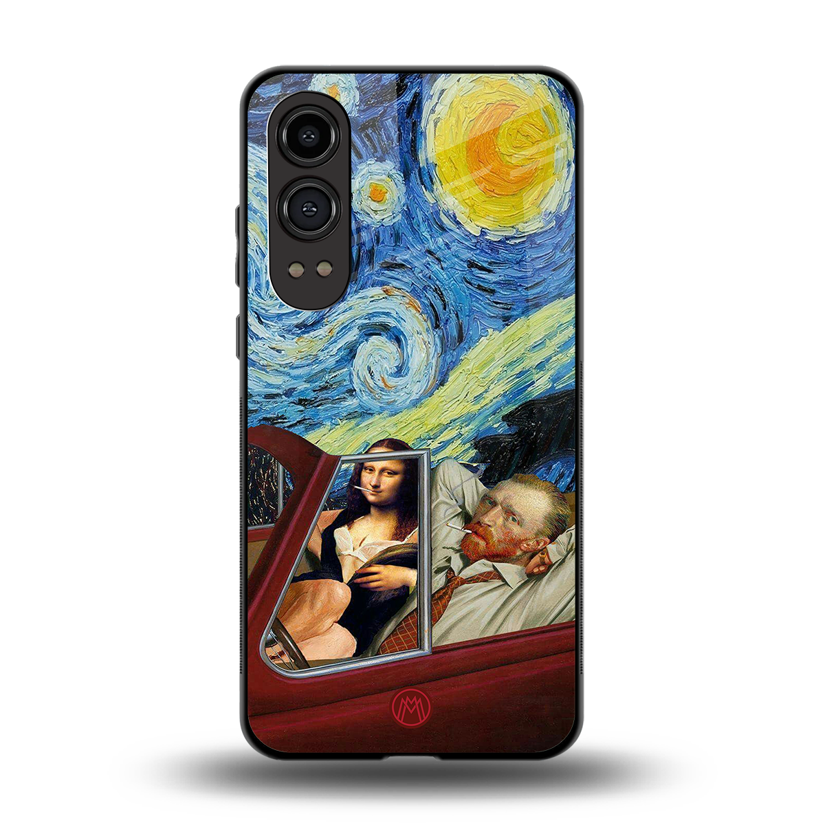 mona lisa x van gogh back phone cover | glass case for oneplus nord ce 4 lite