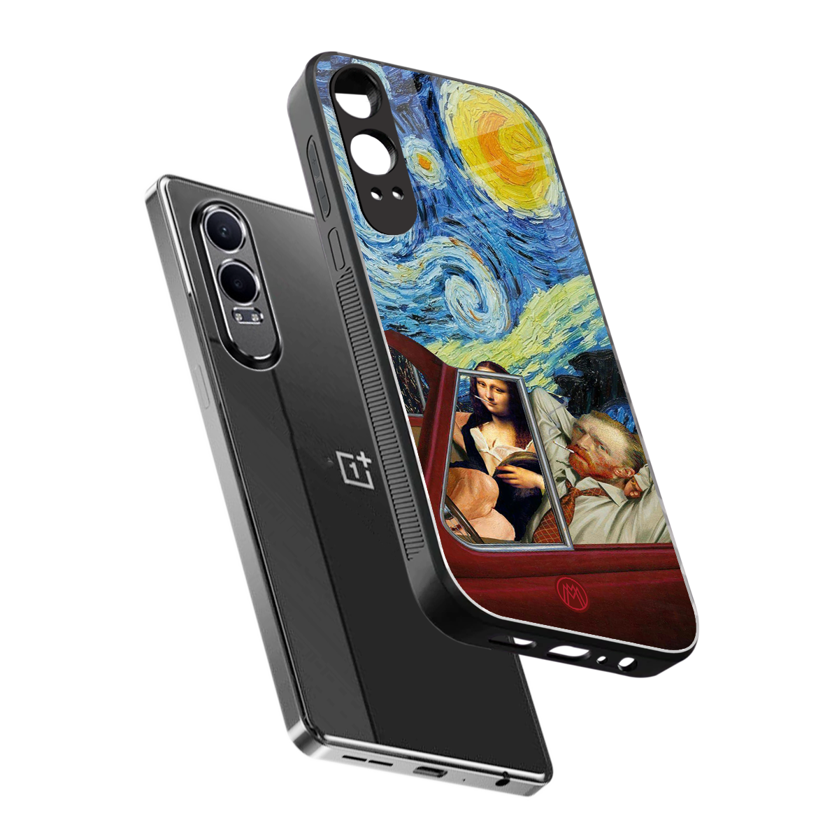 mona lisa x van gogh back phone cover | glass case for oneplus nord ce 4 lite