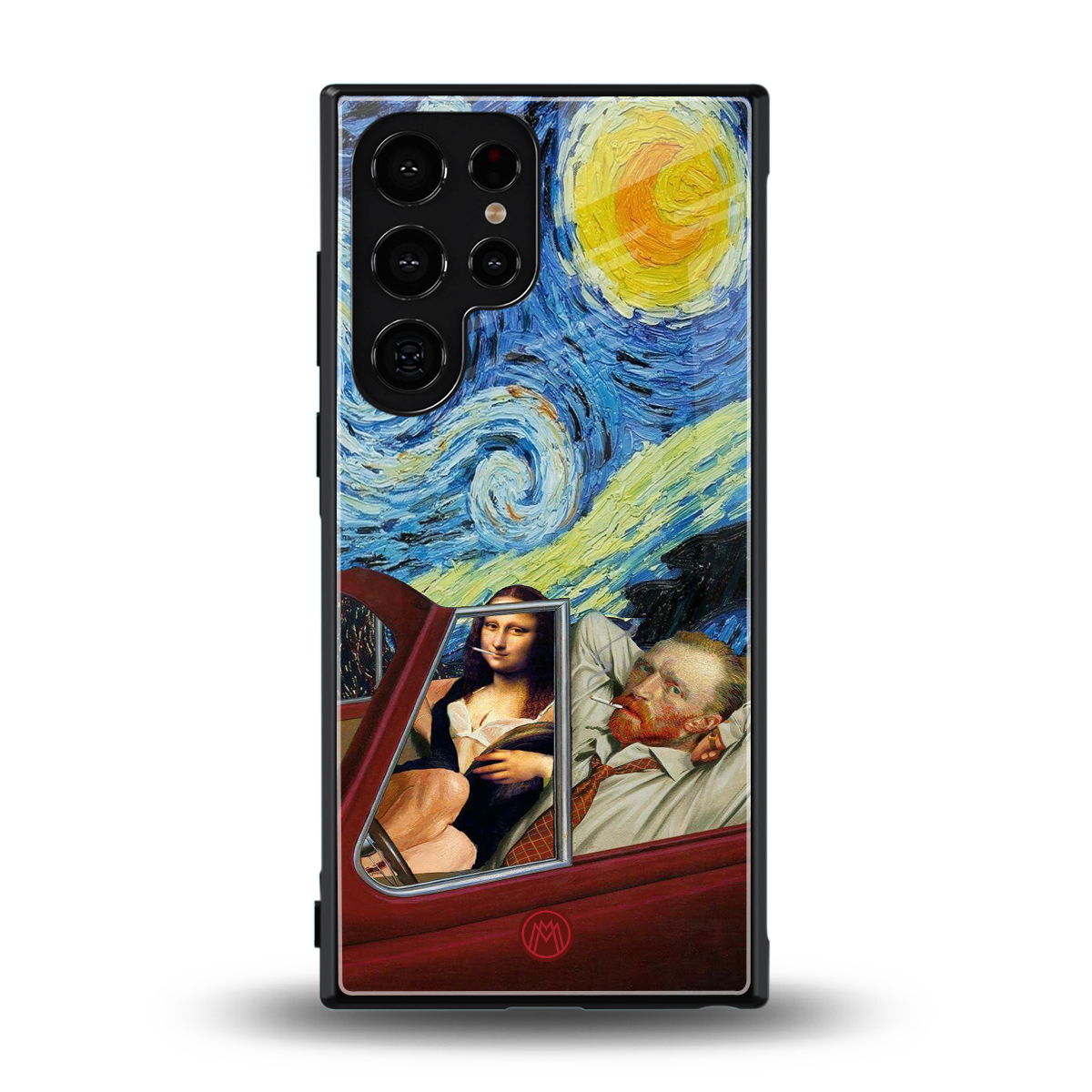 mona lisa x van gogh back phone cover | glass case for samsung galaxy s24 ultra