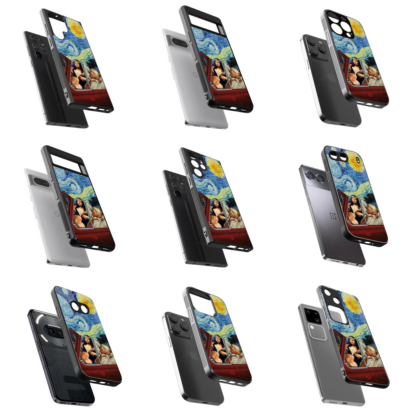 Durable Glass Back Mobile Case for iPhone, Samsung, OnePlus, Google Pixel, Redmi, Vivo, Oppo