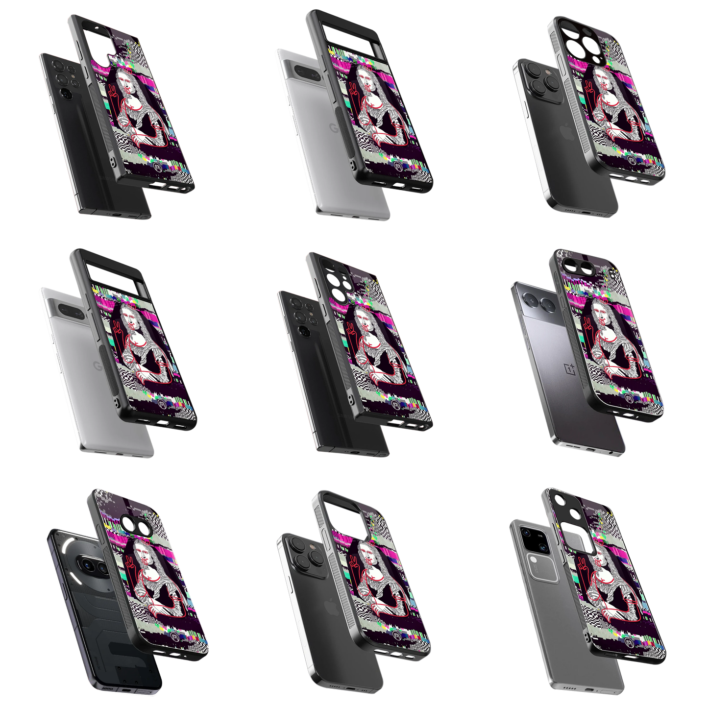 Durable Glass Back Mobile Case for iPhone, Samsung, OnePlus, Google Pixel, Redmi, Vivo, Oppo