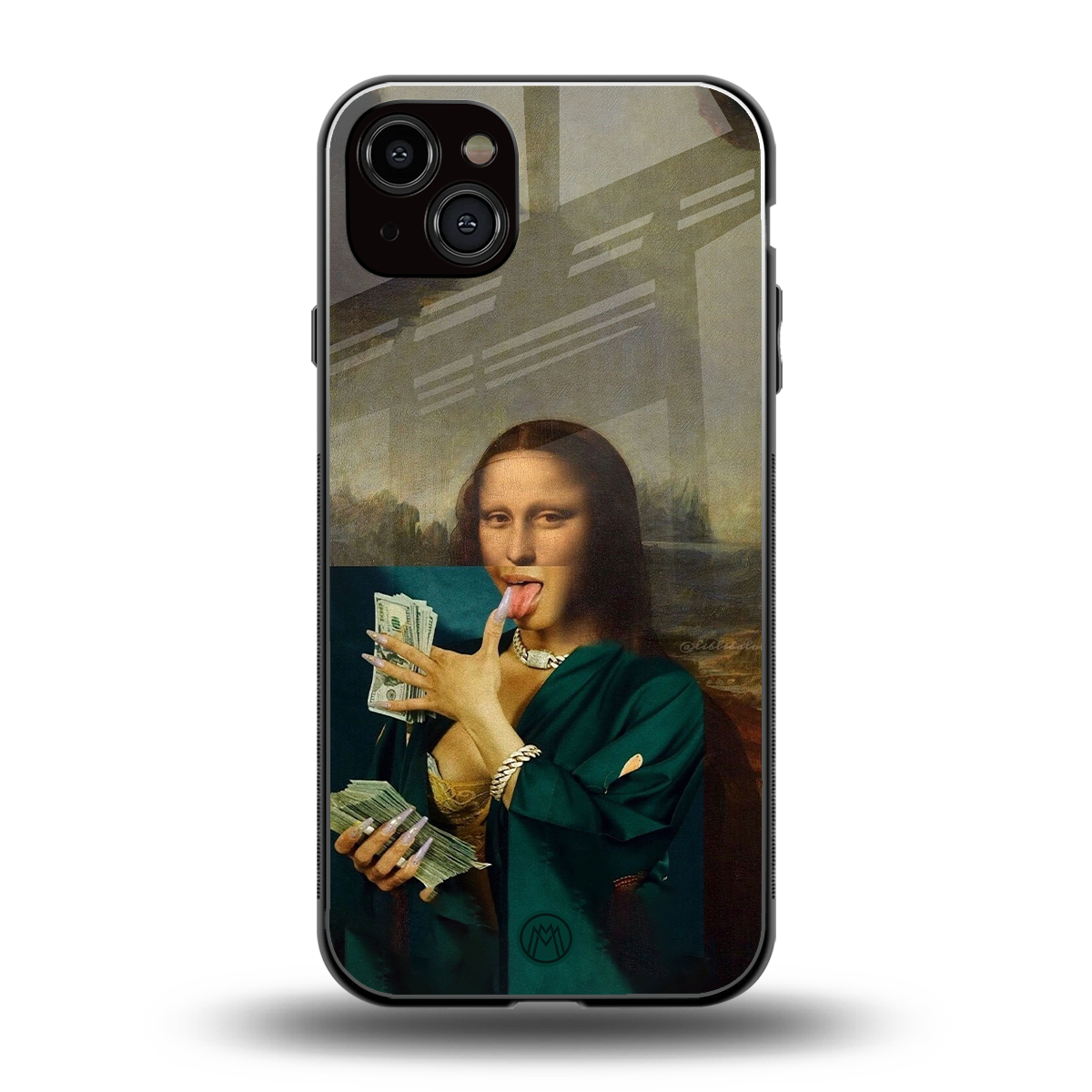 money lisa back phone cover | glass case for iphone 15 plus