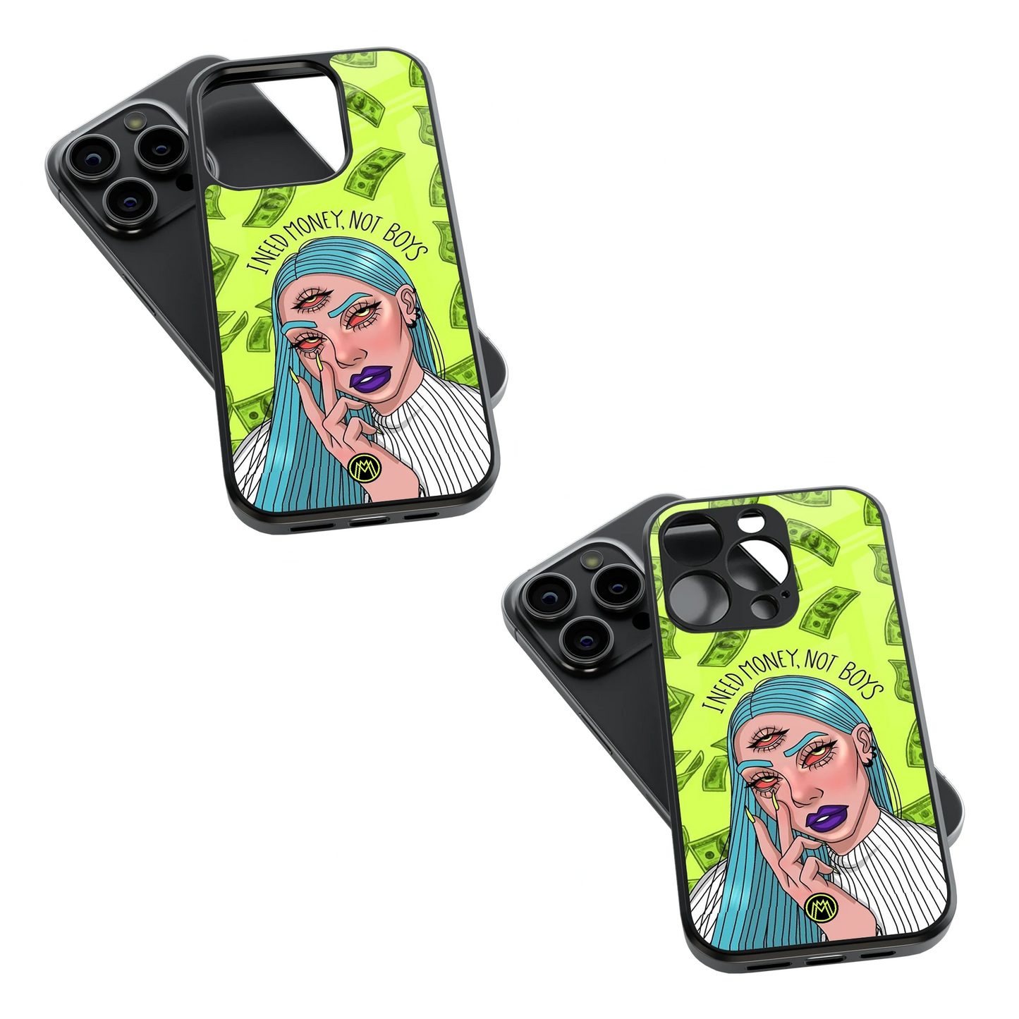 Trendy Glass Back Mobile Case for iPhone, Samsung, Redmi, OnePlus, Google Pixel, Motorola