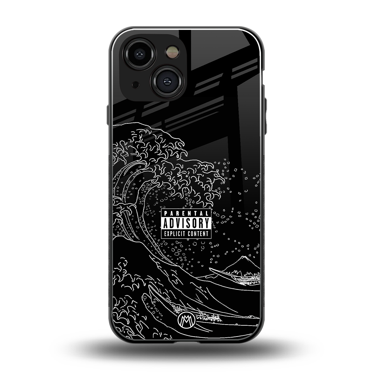 mono waves back phone cover | glass case for iphone 13 mini