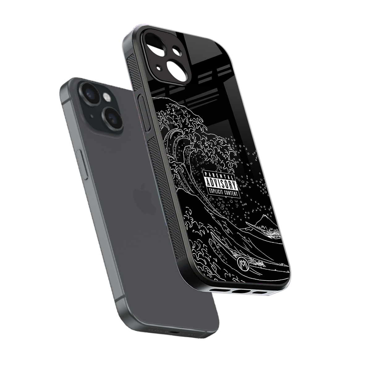 mono waves back phone cover | glass case for iphone 13 mini