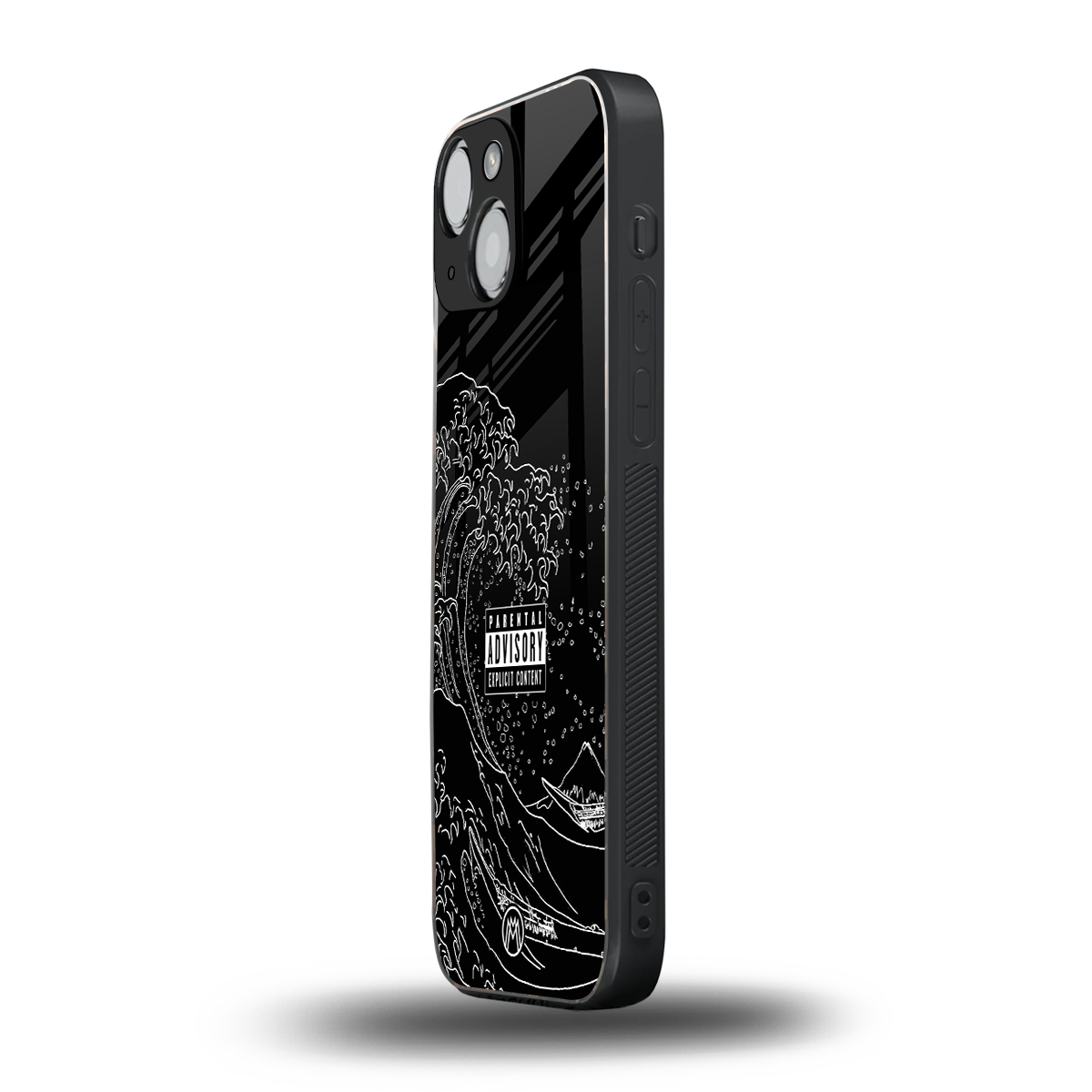 mono waves back phone cover | glass case for iphone 13 mini