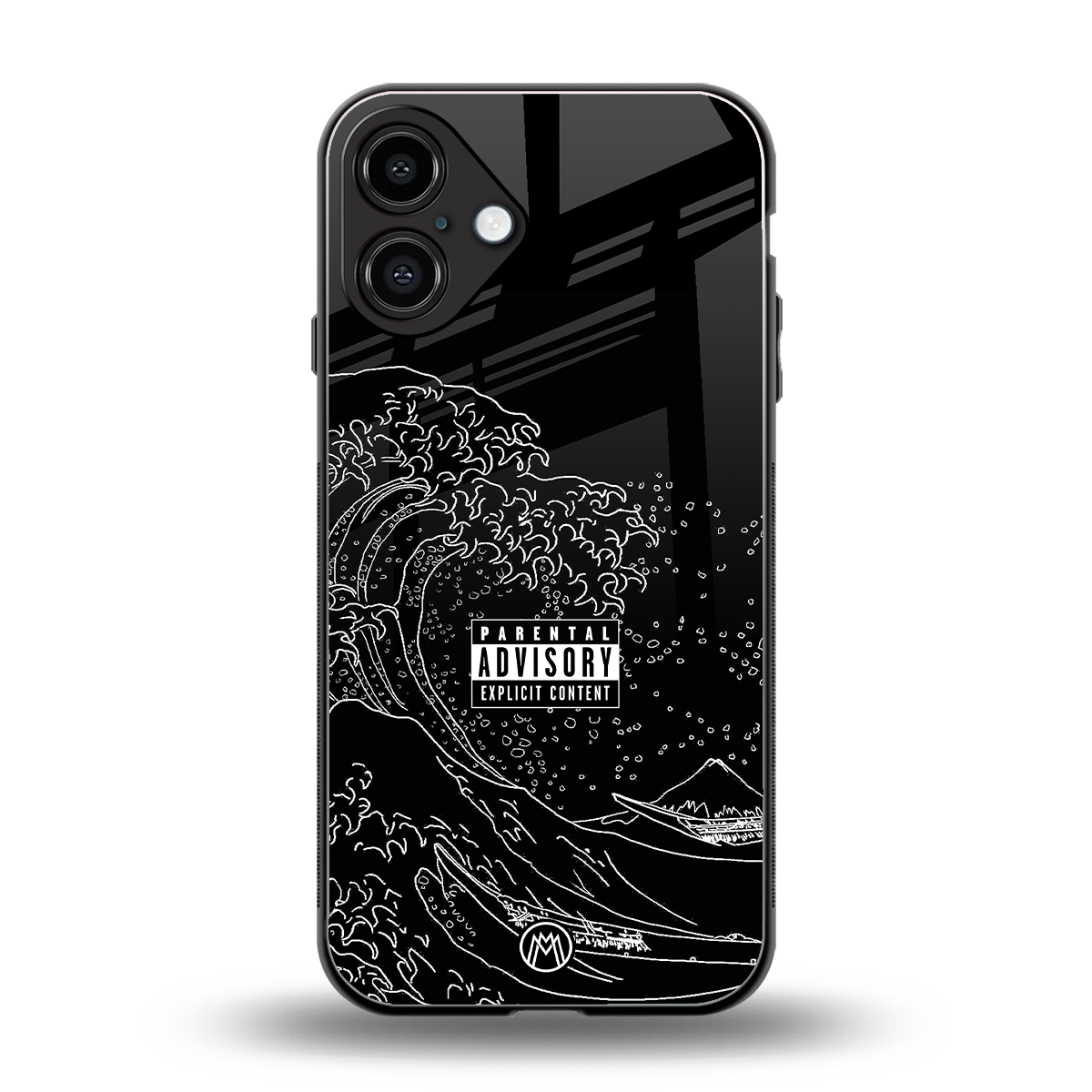 mono waves back phone cover | glass case for iphone 16 plus
