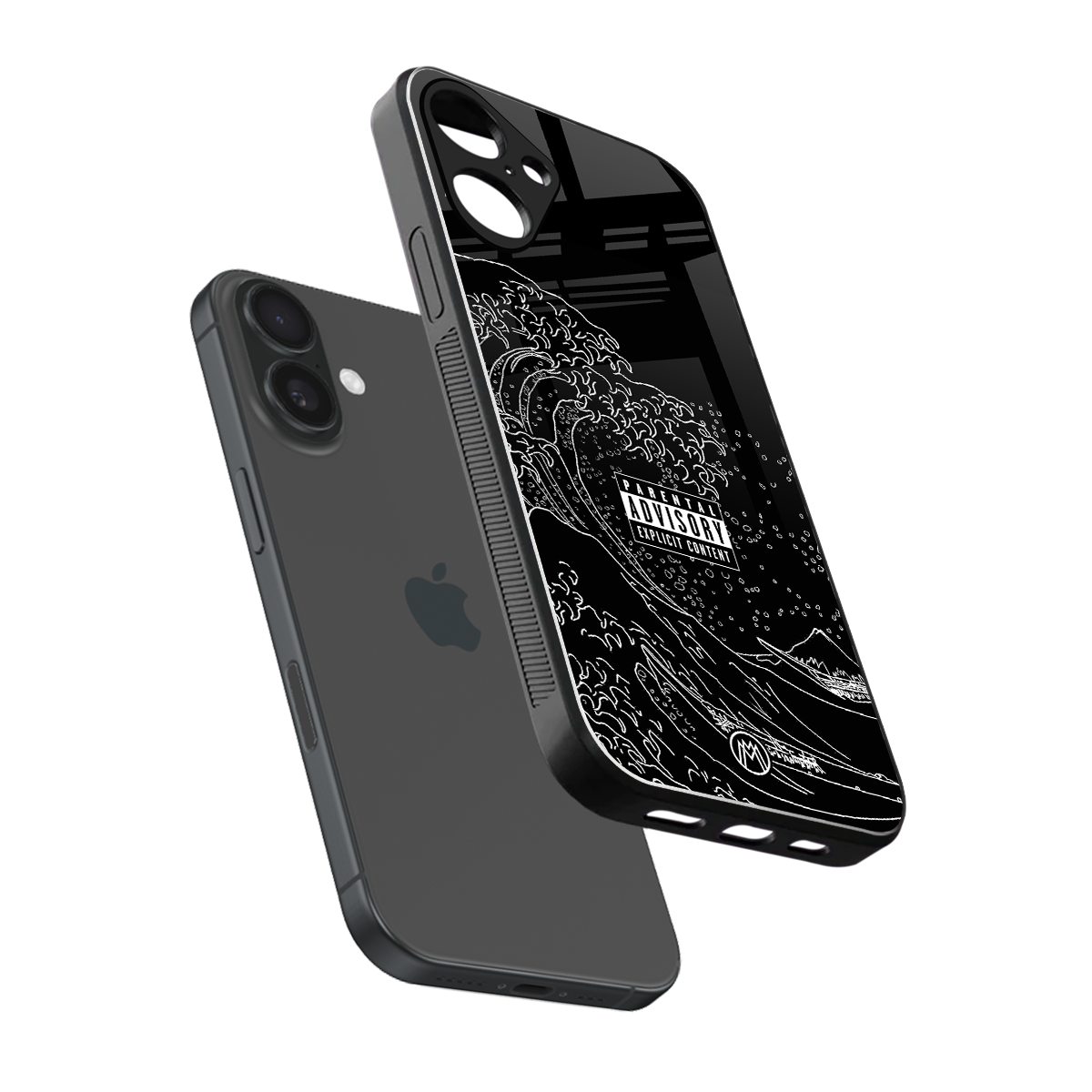 mono waves back phone cover | glass case for iphone 16 plus