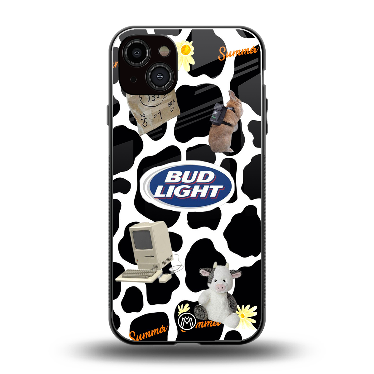 moo moo summer vibes back phone cover | glass case for iphone 15 plus