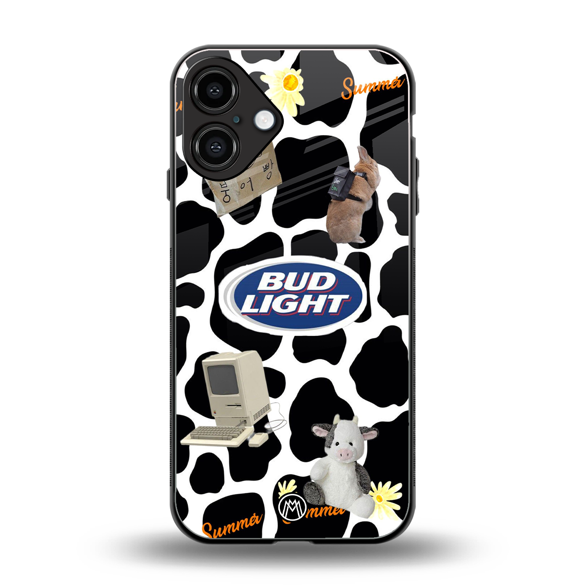 moo moo summer vibes back phone cover | glass case for iphone 16 plus