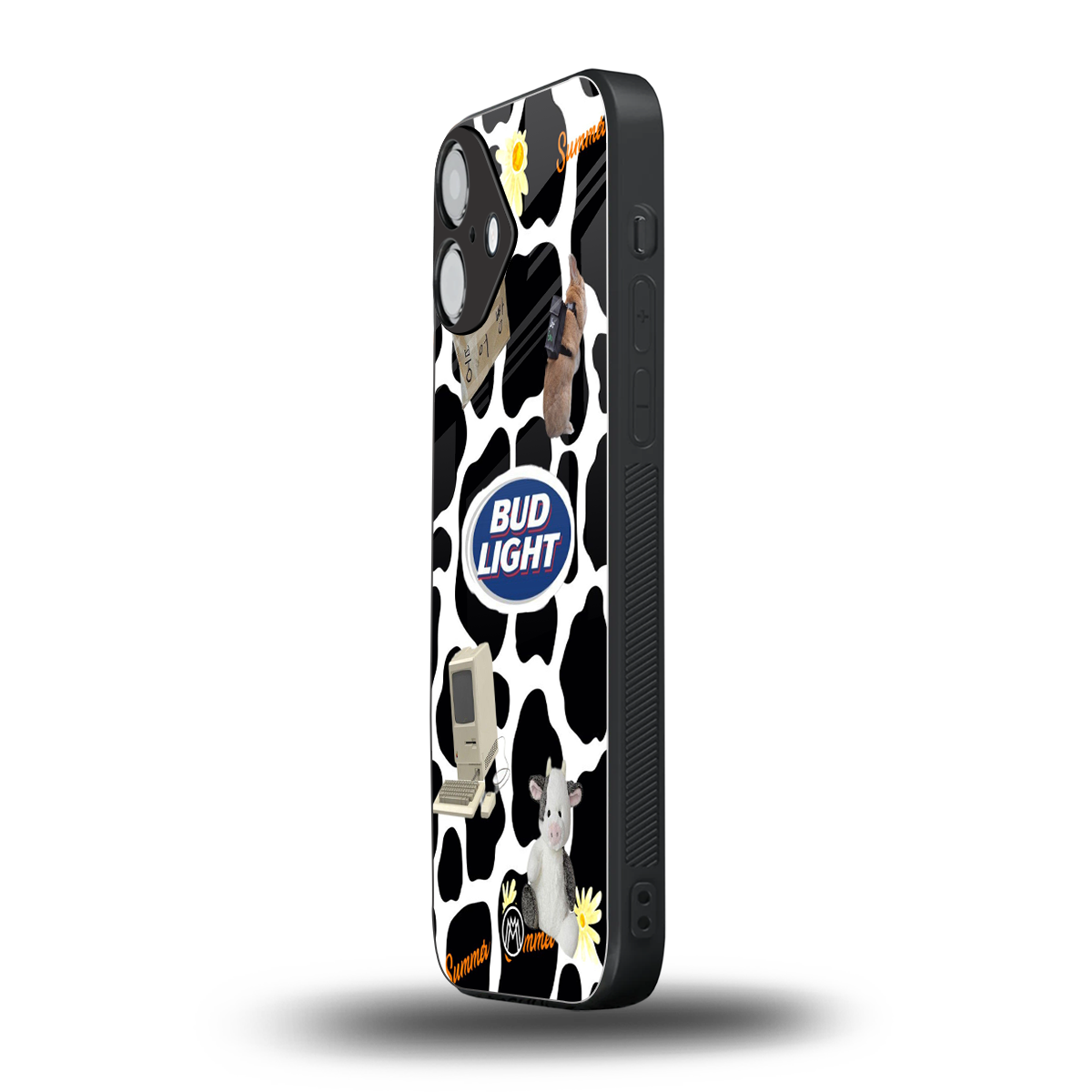 moo moo summer vibes back phone cover | glass case for iphone 16 plus