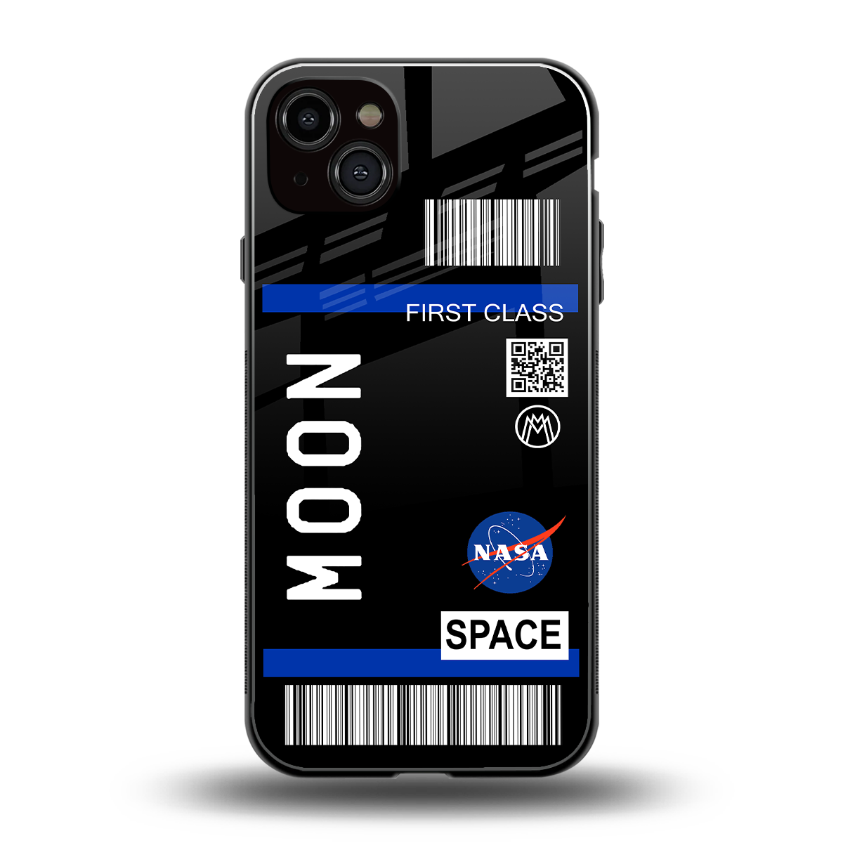 moon boarding pass back phone cover | glass case for iphone 15 plus