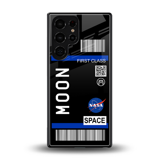 moon boarding pass back phone cover | glass case for samsung galaxy s25 ultra