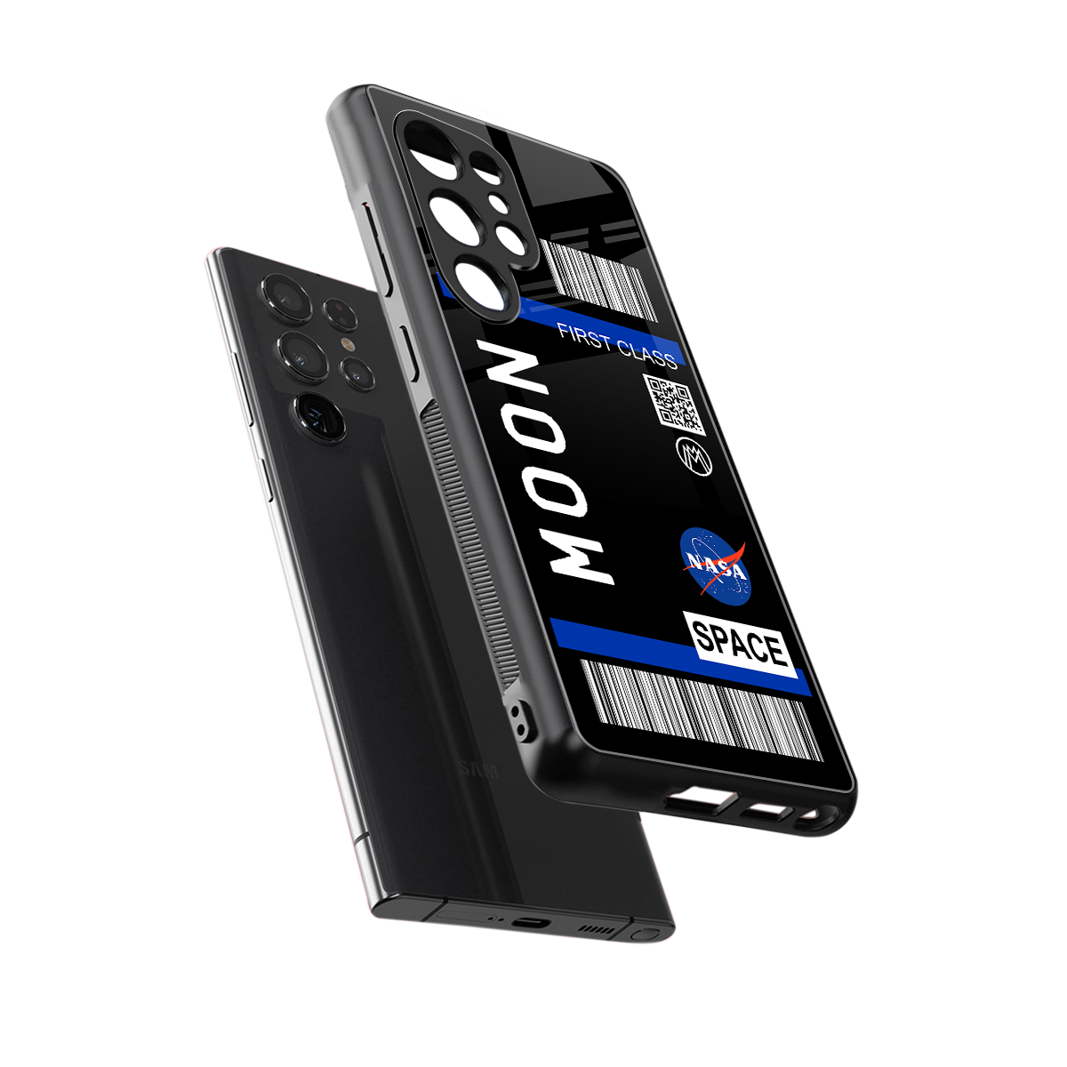 moon boarding pass back phone cover | glass case for samsung galaxy s25 ultra