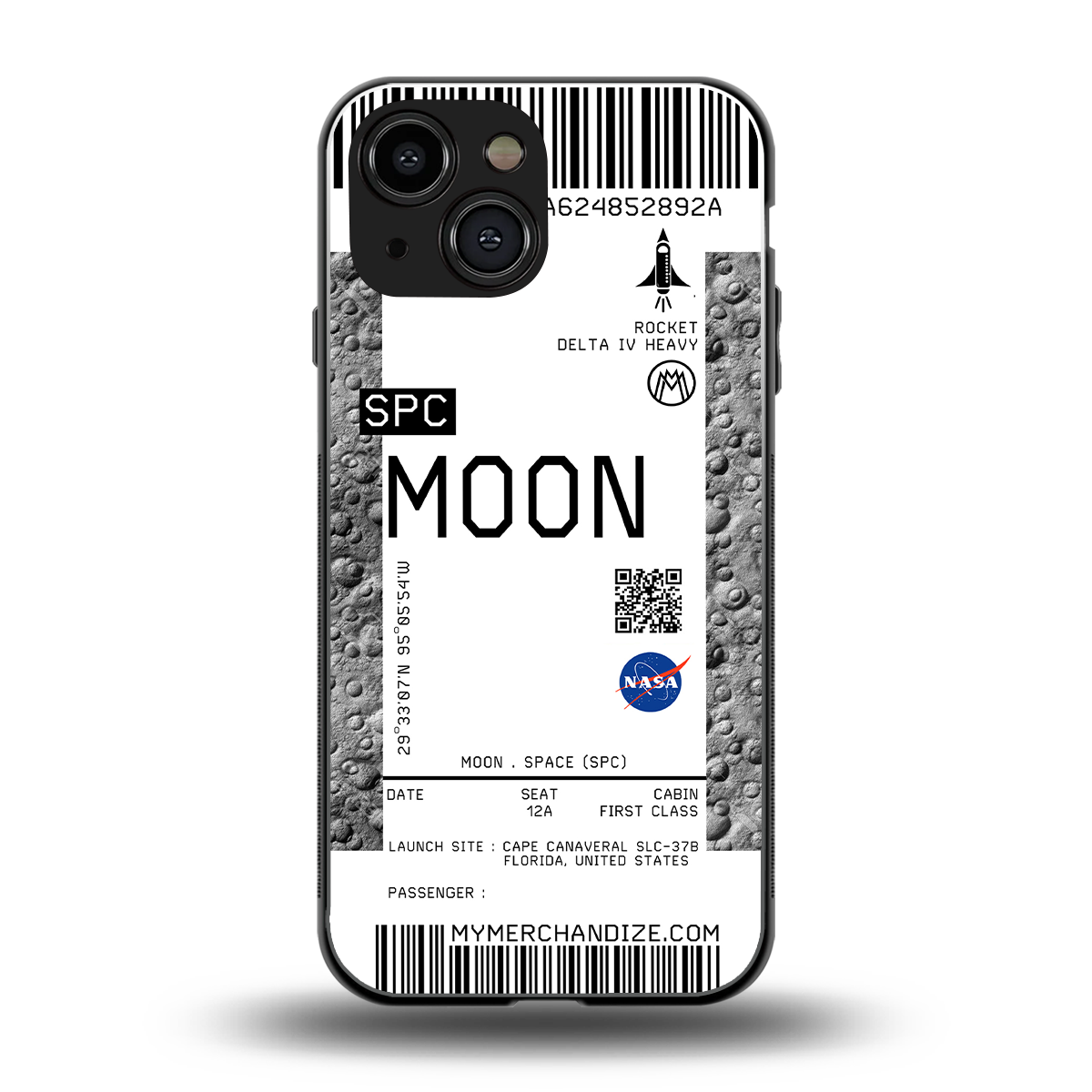 moon boarding pass ticket back phone cover | glass case for iphone 13 mini