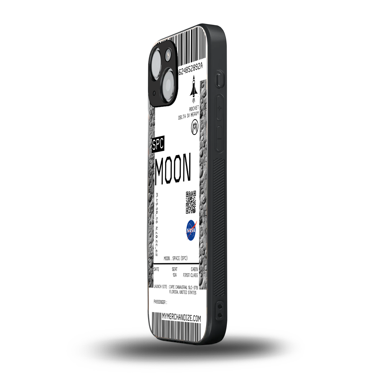 moon boarding pass ticket back phone cover | glass case for iphone 13 mini
