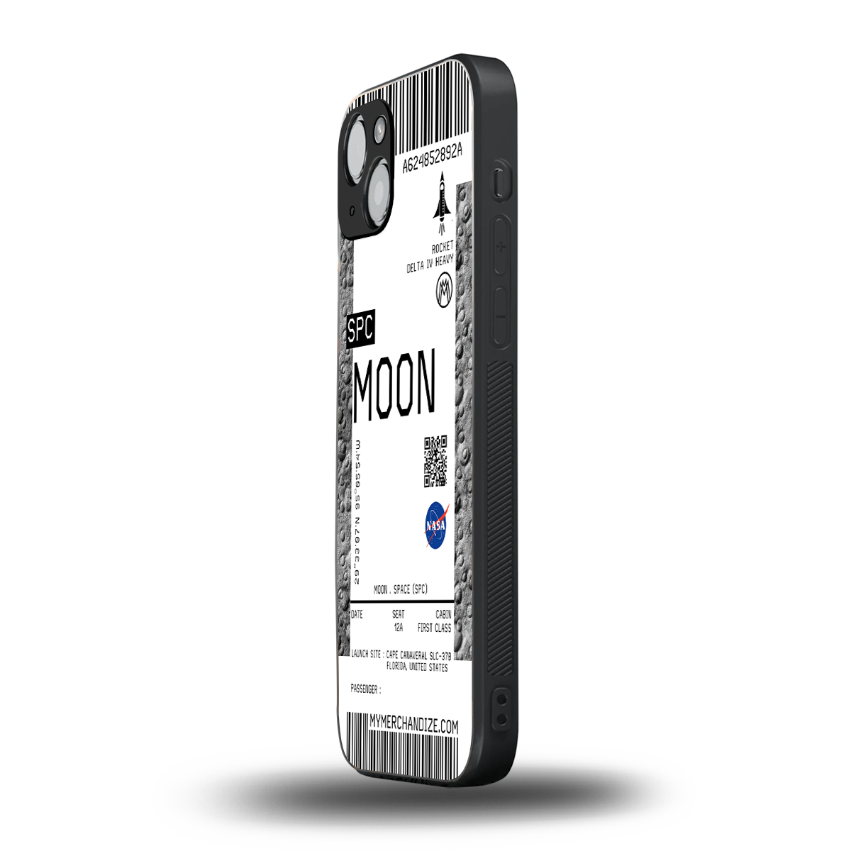 moon boarding pass ticket back phone cover | glass case for iphone 15 plus