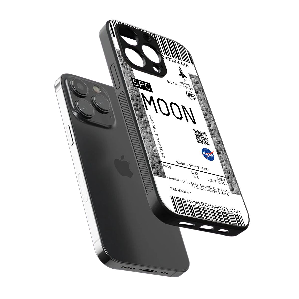 moon boarding pass ticket back phone cover | glass case for iphone 15 pro max